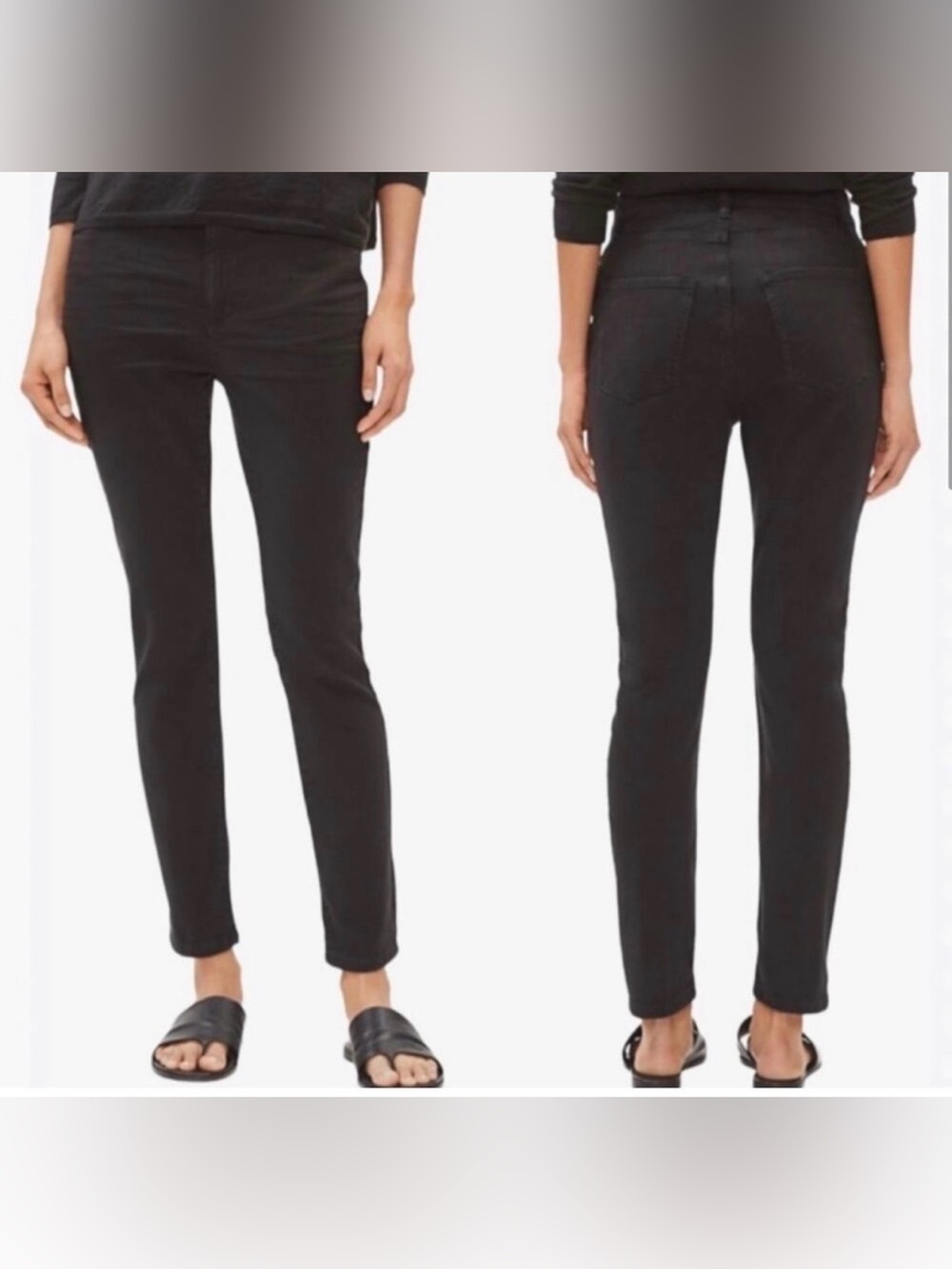 Eileen Fisher Petite Organic Cotton Skinny Jeans Black 2P minimalist classic